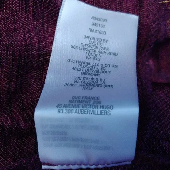 Susan Graver Semi-Sheer Maroon/Gold Long Sleeve Open Jacket Metallic L NWT - Picture 13 of 13